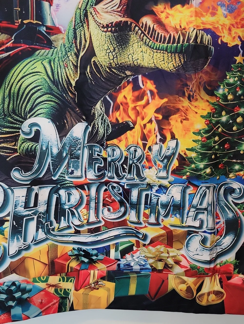 Ugly Christmas Sweater Santa On Dinosaur Large Unisex Merry Christmas